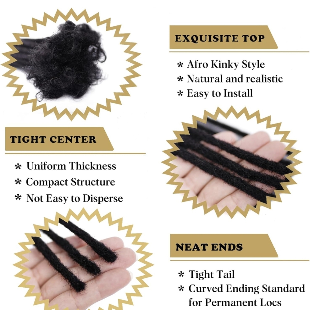 Dreadlock Human hair extensions set 6"-12" unisex New - Picture 3 of 4